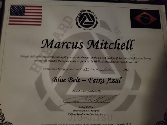 Blue belt · November 18, 2017 · Promoted by Josh Hubbard