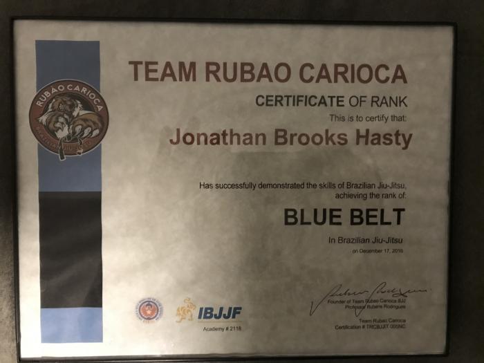 Blue belt · December 17, 2016 · Promoted by Vernon Kirk