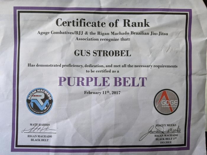 Purple belt · February 11, 2017 · Promoted by Stacey Meeks