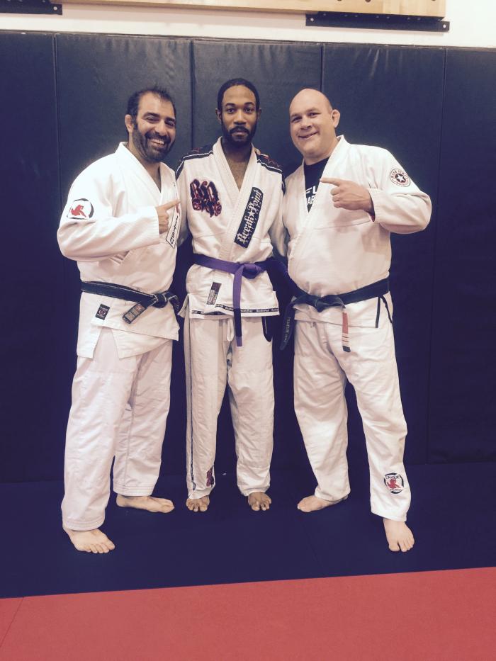 Me and Professors Don Richards and Angelo Popofski (Purple belt promotion 8-13-15)