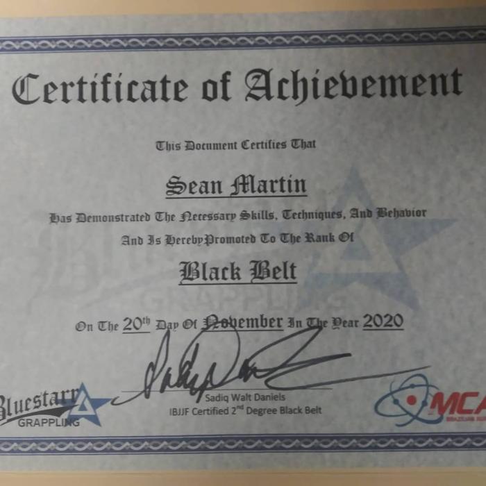 Black belt · November 20, 2020 · Promoted by Sadiq Daniels