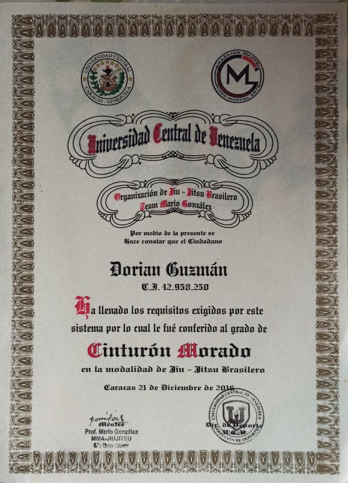 Purple belt · December 21, 2016 · Promoted by Mestre Mario Gonzalez