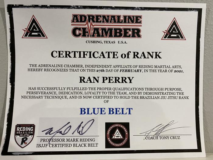 Blue belt · November 22, 2021 · Promoted by Tony Cruz