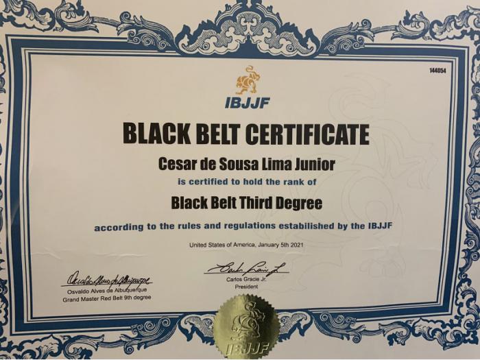 Black belt 3rd degree · March 5, 2020 · Promoted by IBJJF