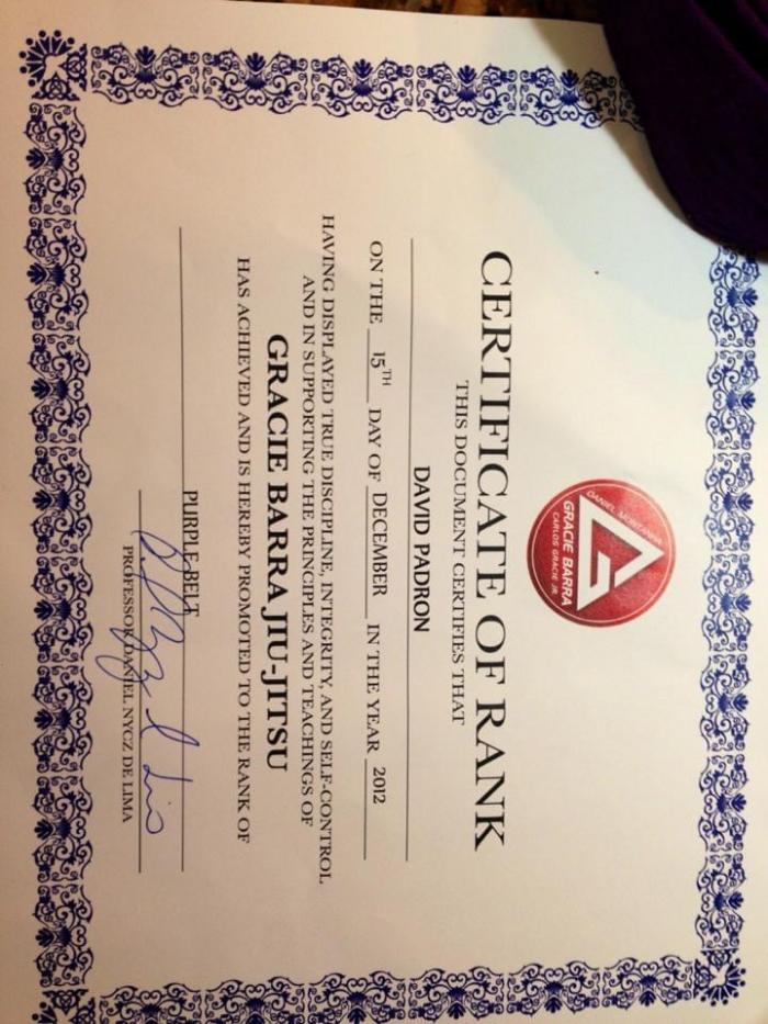 Purple belt · December 15, 2012 · Promoted by Daniel De Lima