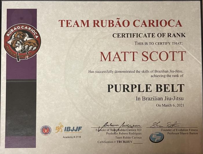 Purple belt · March 6, 2021 · Promoted by Rubens Rodrigues