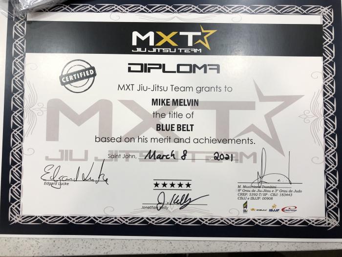 Blue belt · March 8, 2021 · Promoted by Jon Kelly