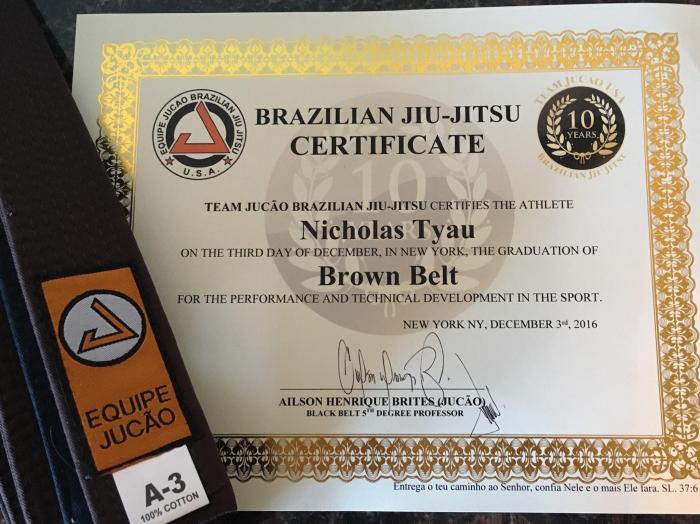 Brown belt · December 3, 2016 · Promoted by Ailson “Jucao” Brites