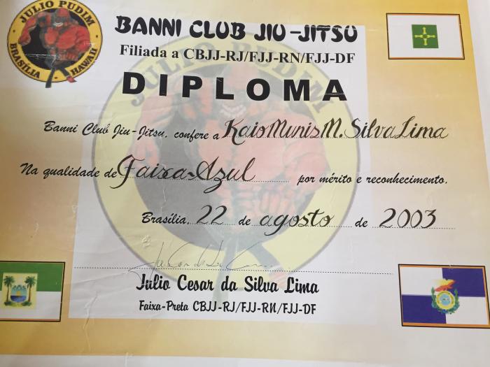 Blue belt · August 22, 2003 · Promoted by Júlio Cesar da Silva Lima