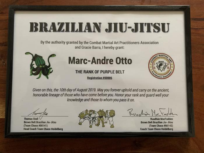 Purple belt · August 10, 2019 · Promoted by Thomas Stoll