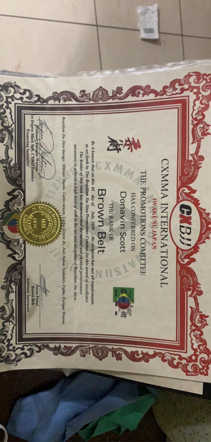 Brown belt · July 9, 2020 · Promoted by Enrique Watson
