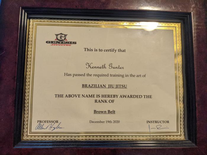 Brown belt · December 19, 2020 · Promoted by Albert Hughes