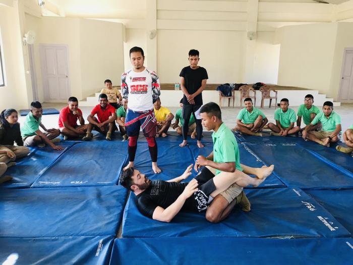 Giving Jiu-Jitsu seminar to the police with one of my coach - Lachlan