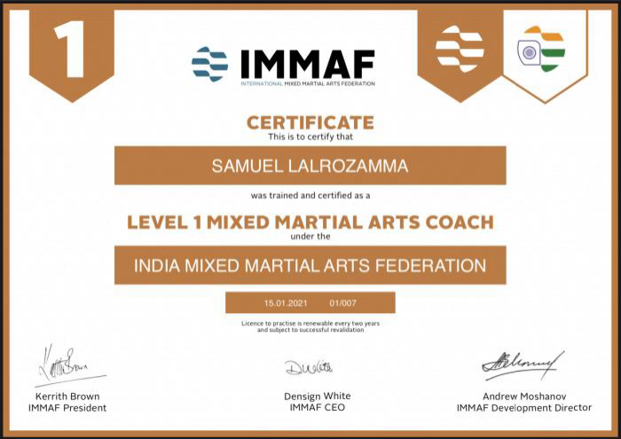 Mixed Martial Arts international level 1 coach certificate...