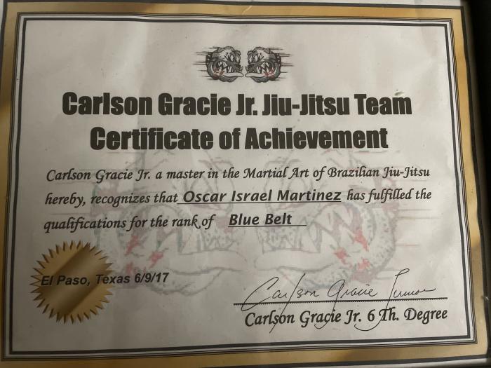 Blue belt · June 9, 2017 · Promoted by Carlson Gracie Jr.