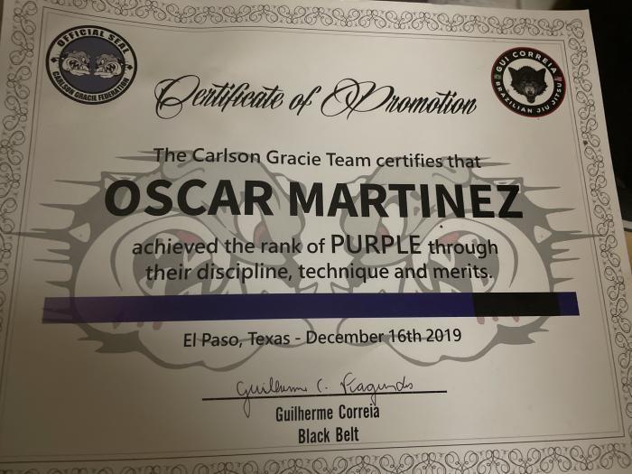 Purple belt · December 16, 2019 · Promoted by Guilherme Correia