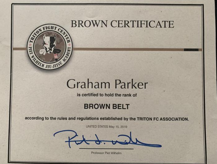 Brown belt · May 15, 2019 · Promoted by Piet Wilhelm