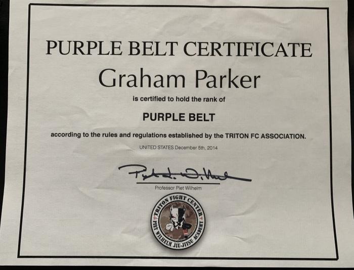 Purple belt · December 15, 2014 · Promoted by Piet Wilhelm