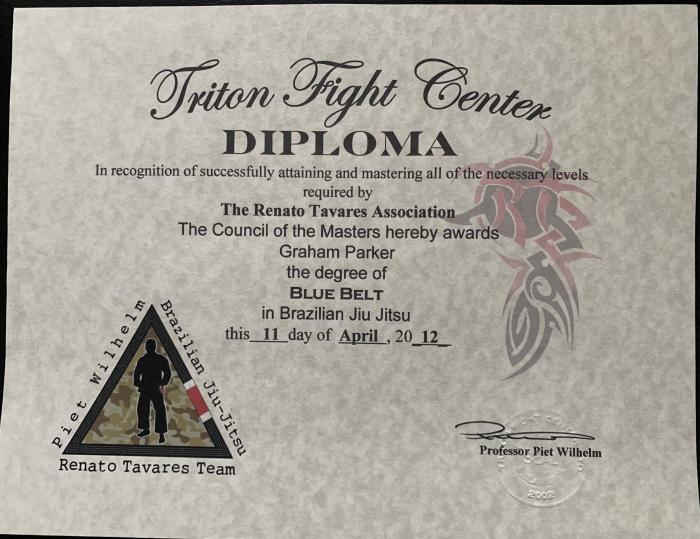 Blue belt · April 11, 2012 · Promoted by Piet Wilhelm