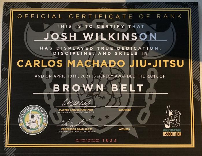 Brown belt · April 10, 2021 · Promoted by Christopher Massie