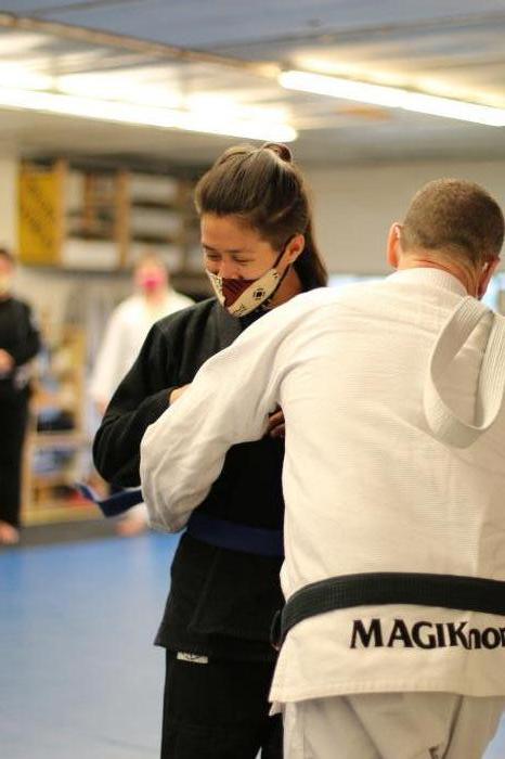 Getting my blue belt from Rich Sab, April 5 2021