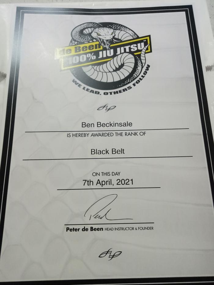 Black belt · April 7, 2021 · Promoted by Ross Weeding