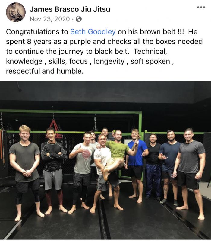 Brown belt · November 23, 2020 · Promoted by James Brasco