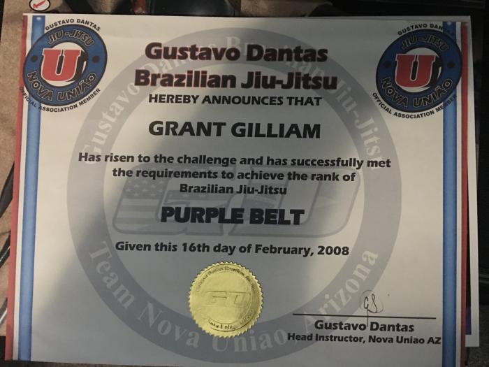 Purple belt · February 16, 2008 · Promoted by Gustavo Dantas