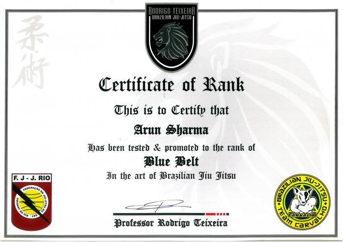 Blue belt · June 9, 2012 · Promoted by Rodrigo Teixeira