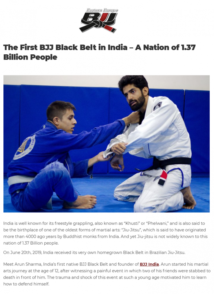 BJJEE Article on BJJ India & Arun Sharma