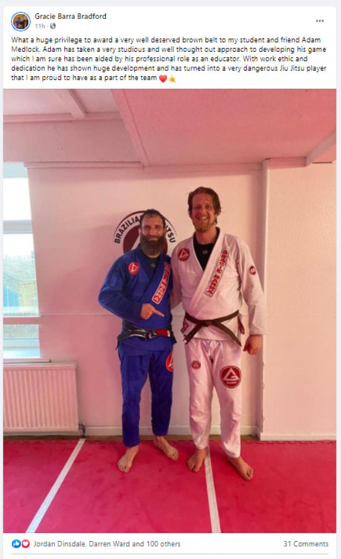 Brown belt · May 27, 2021 · Promoted by Craig Tetley