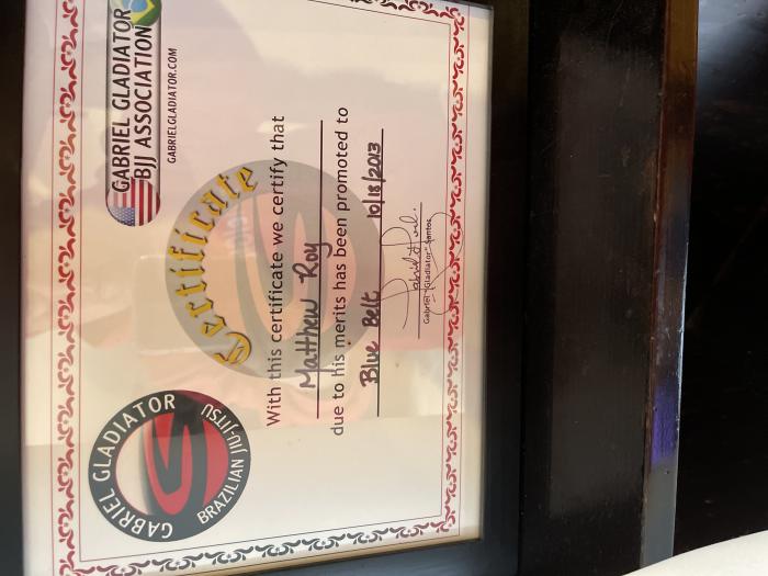 Blue belt · October 18, 2013 · Promoted by Gabriel Gladiator
