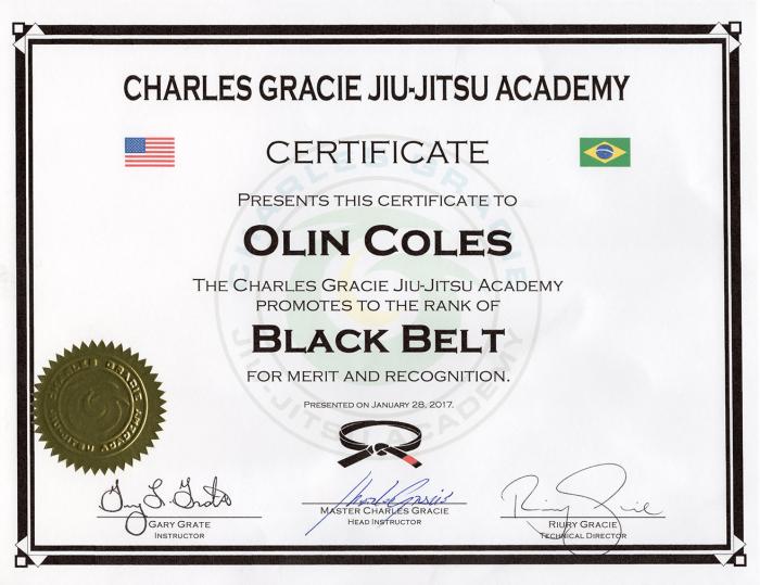 Black belt · January 28, 2017 · Promoted by Charles Gracie