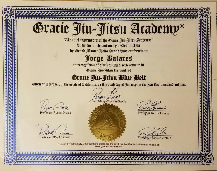 Blue belt · September 23, 2009 · Promoted by Ryron Gracie