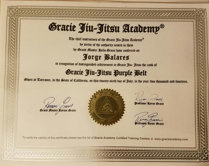 Purple belt · July 26, 2014 · Promoted by Ryron Gracie