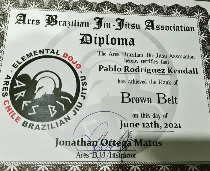 Brown belt · June 12, 2021 · Promoted by Jonathan Ortega Matus