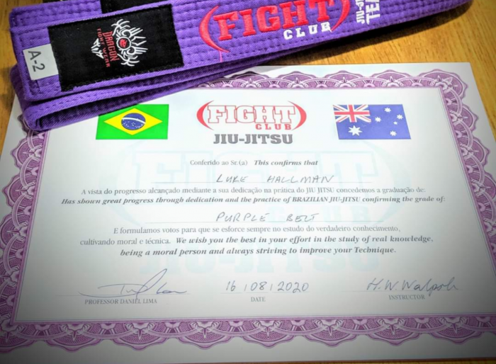 Purple belt · August 16, 2020 · Promoted by Daniel Lima
