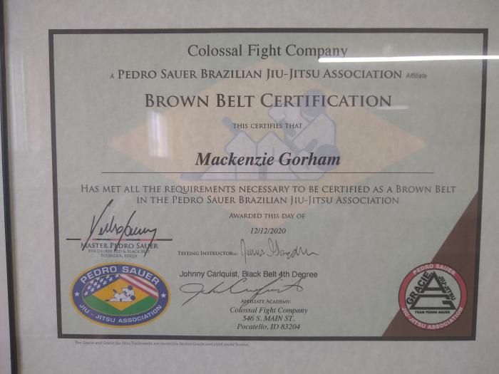 Brown belt · December 12, 2020 · Promoted by Johnny Carlquist