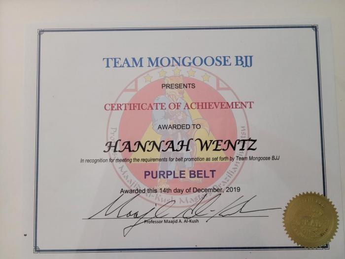 Purple belt · December 14, 2019 · Promoted by Maajid Al-Kush