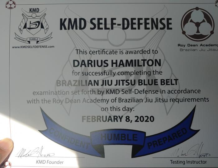 Blue belt · February 8, 2020 · Promoted by Michael Hooker