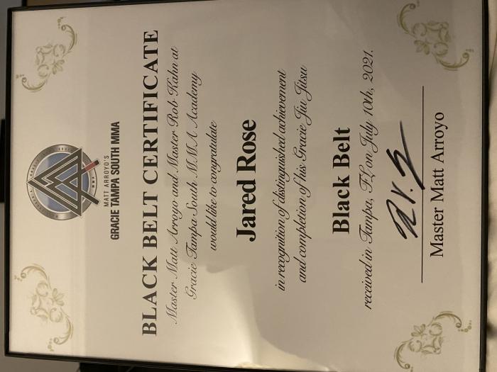 Black belt · July 10, 2021 · Promoted by Matt Arroyo