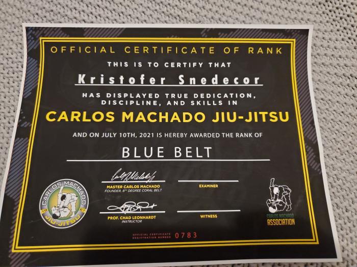 Blue belt · July 10, 2021 · Promoted by Dylan Miller