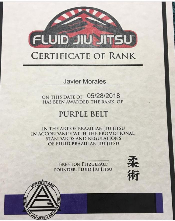 Purple belt · May 28, 2018 · Promoted by Brent Fitzgerald