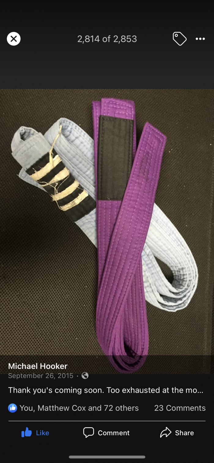 Purple belt · September 26, 2015 · Promoted by Charles Baldine
