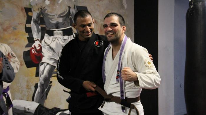 Receiving my brown belt
