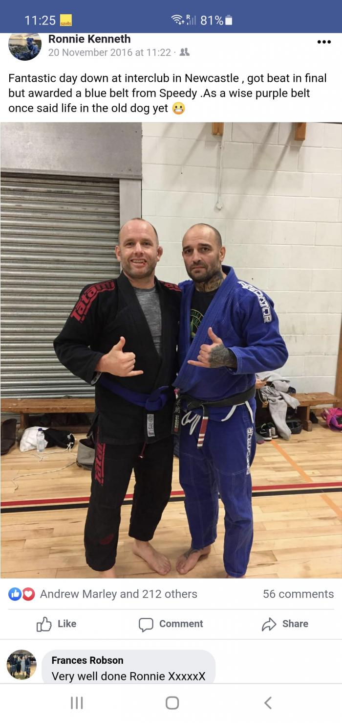 Blue belt · November 20, 2016 · Promoted by David "Speedy" Elliot