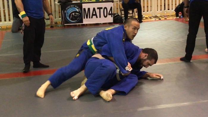 Competing in 3rd place open weight match at Jiu Jitsu By The Bay Tournament, Alameida, CA - December 2016