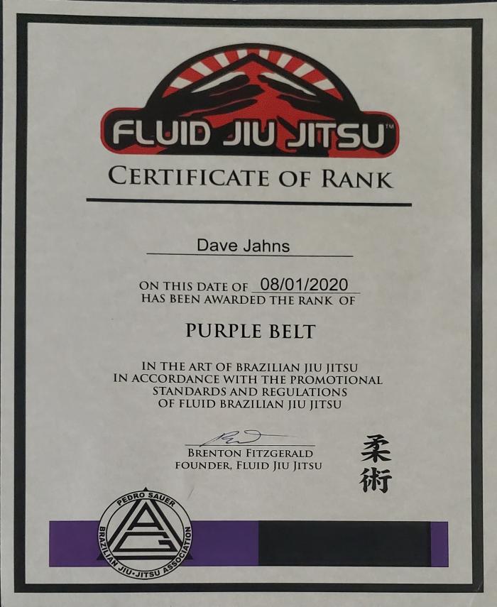 Purple belt · August 1, 2020 · Promoted by Brenton Fitzgerald