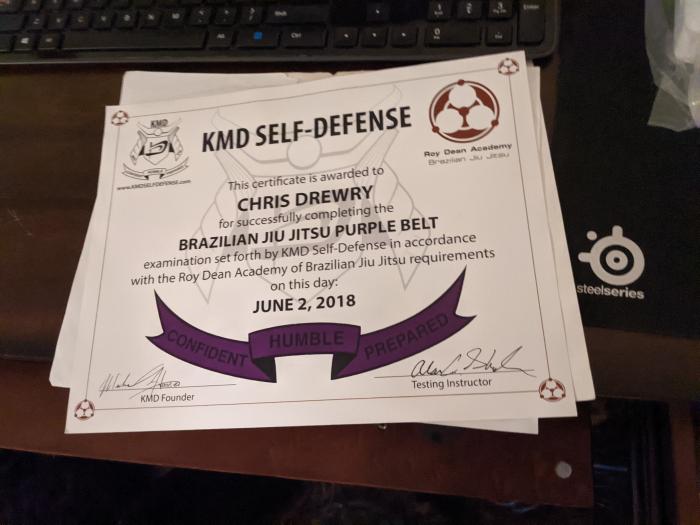 Purple belt · June 2, 2018 · Promoted by Alan Shade