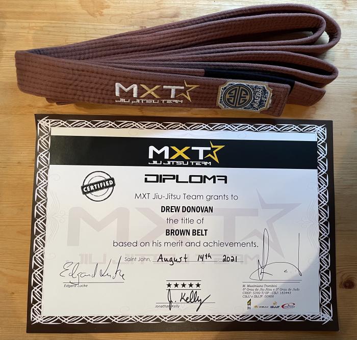 Brown belt · August 14, 2021 · Promoted by Jon Kelly